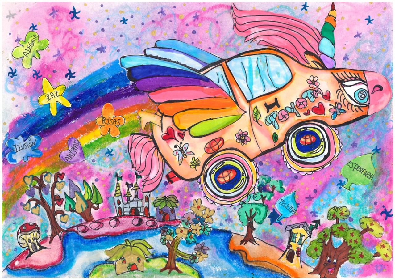 Nerea Ullán (9 años) Coche unicornio mágico del arco iris